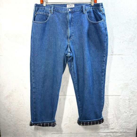 L.L. Bean‎ Flannel Lined Comfort Waist Jeans Bake Denim Men’s 42x29 - Picture 1 of 7